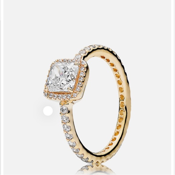 Pandora Jewelry - Pandora square sparkle halo ring -gold tone